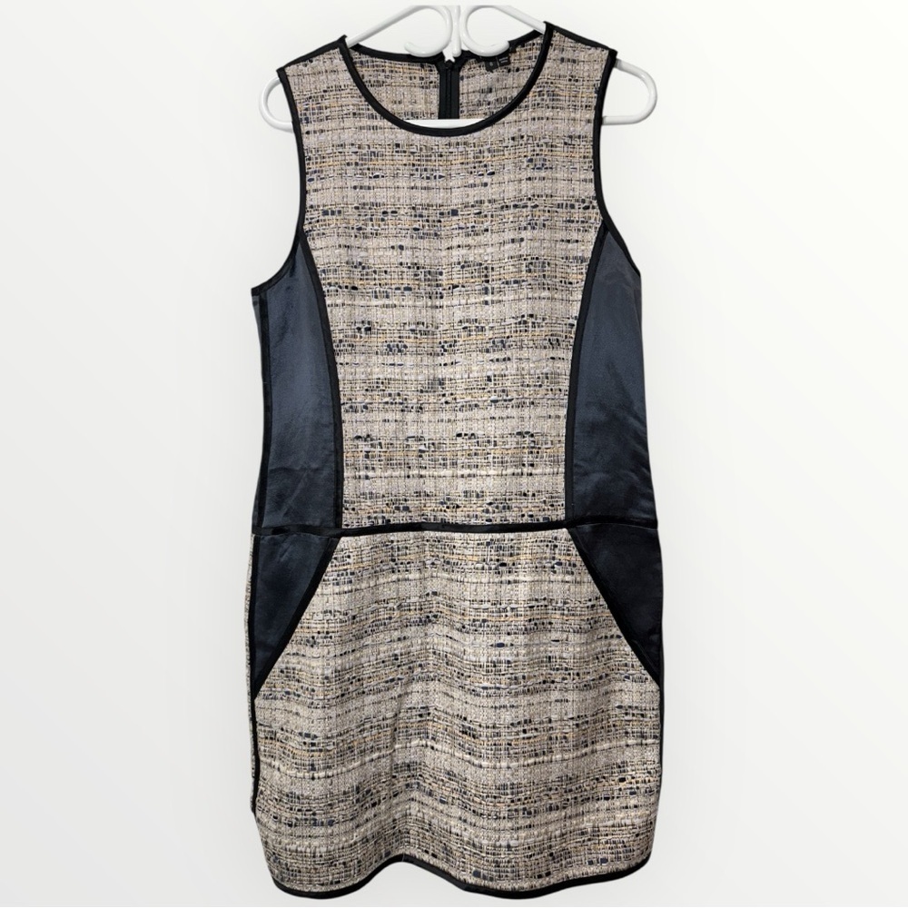 Theory Black and Cream Panel Mini Dress